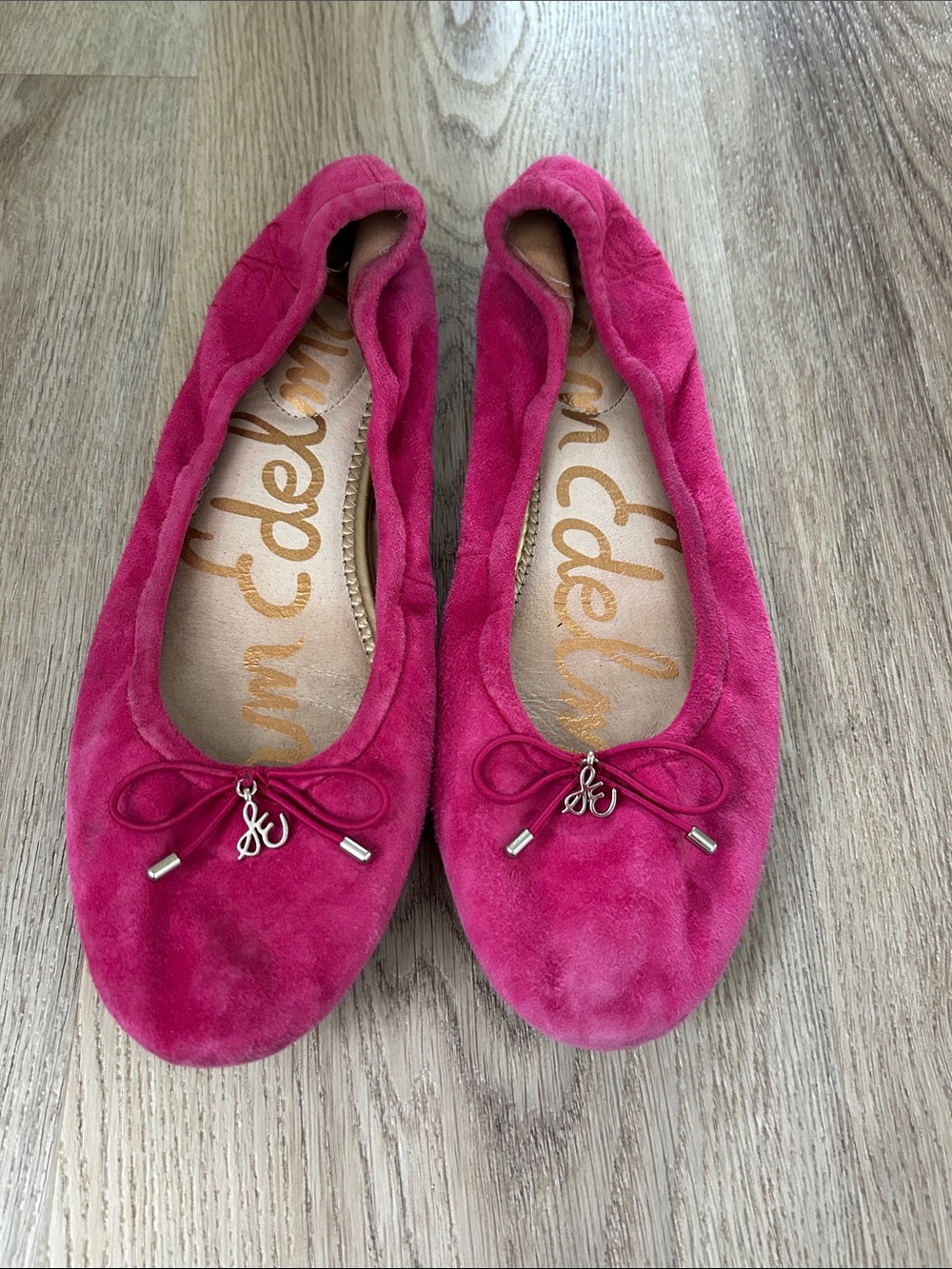 Sam Edelman Fuchsia Suede Bow Ballet Flats
